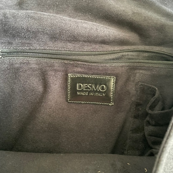 Black Elegant Ultrasuede Handbag Crossbody Messenger/Shoulder Bag Made in Italy - Picture 5 of 14